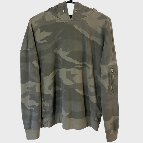 Abercrombie & Fitch Tops - Abercrombie & Fitch Camo Hoodie Sweatshirt Gray Women's Medium Button Detailing